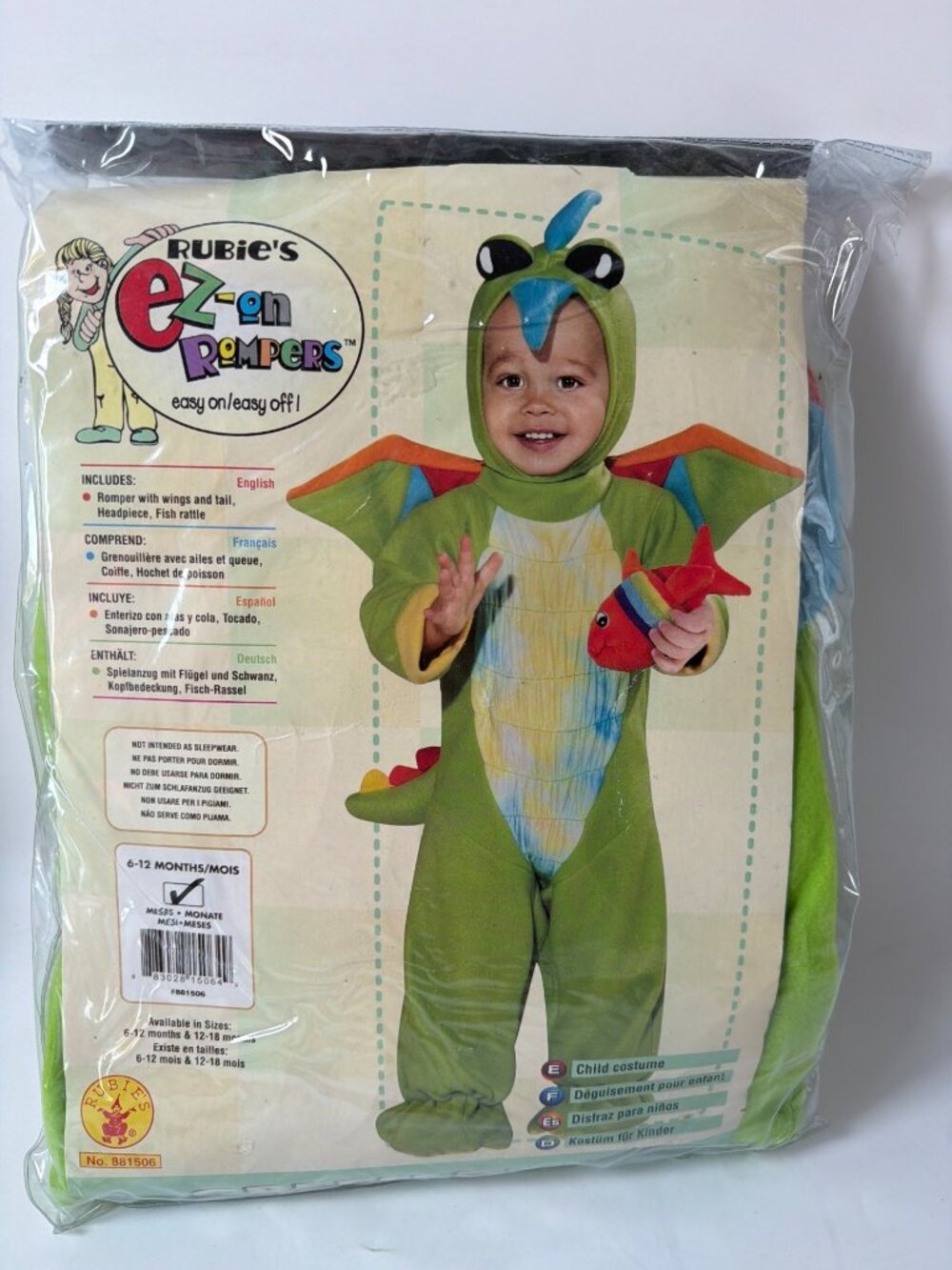 Rubies Baby Dinosaur Costume Halloween Cosplay Size 6-12 Months - Picture 2 of 9